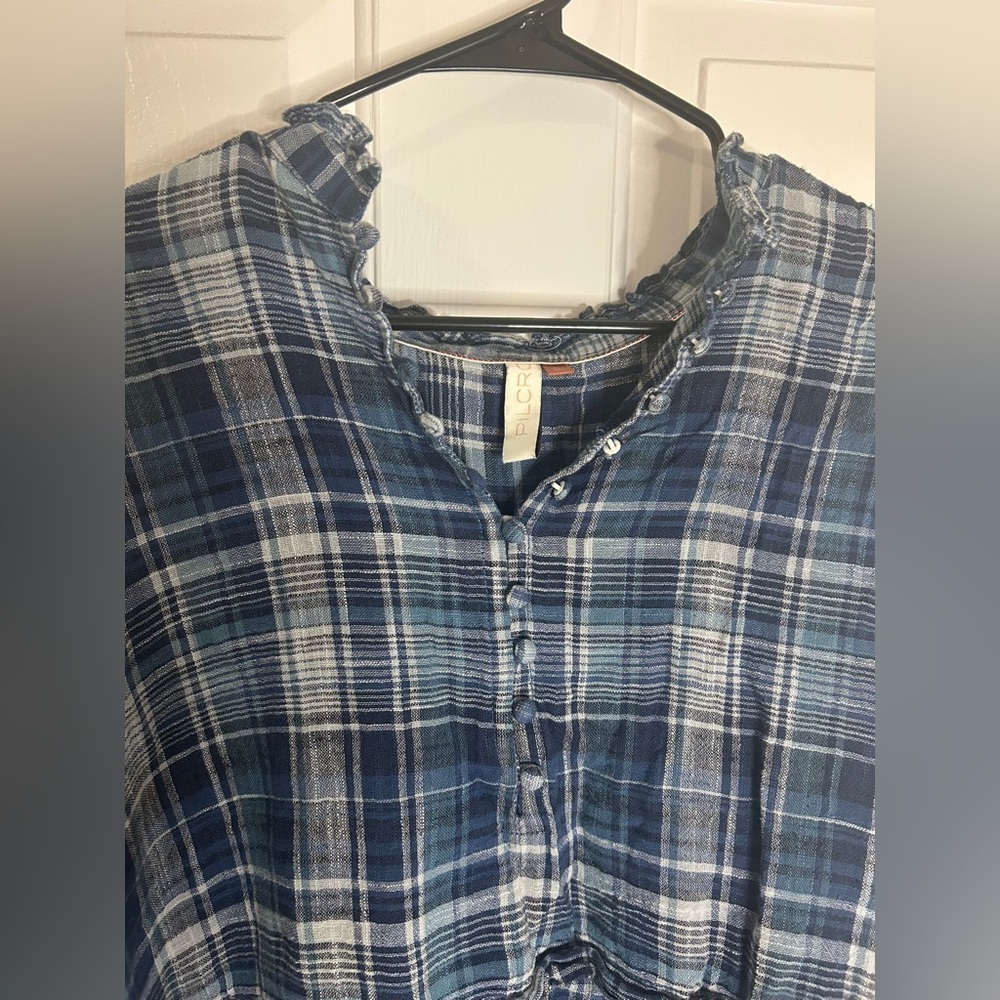 Pilcro Button-Up Shirt Womens XL Blue Stripe Colorful Long Sleeve (0277) - Picture 4 of 8